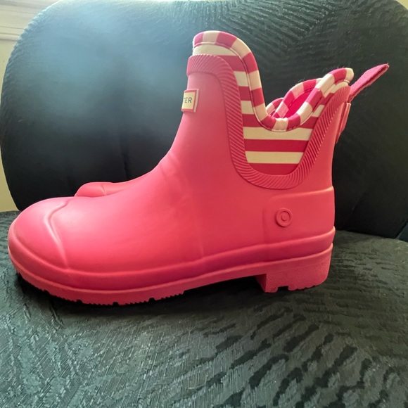 Hunter For Target ankle barbie pink white stripe rain boots booties shoes - Picture 3 of 12